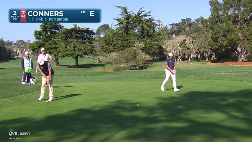 Corey Conners sinks 15-foot birdie putt on No. 2 at AT&T Pebble Beach