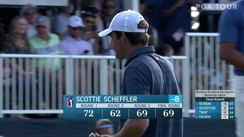 Scottie Scheffler makes birdie on No. 18 at Houston Open
