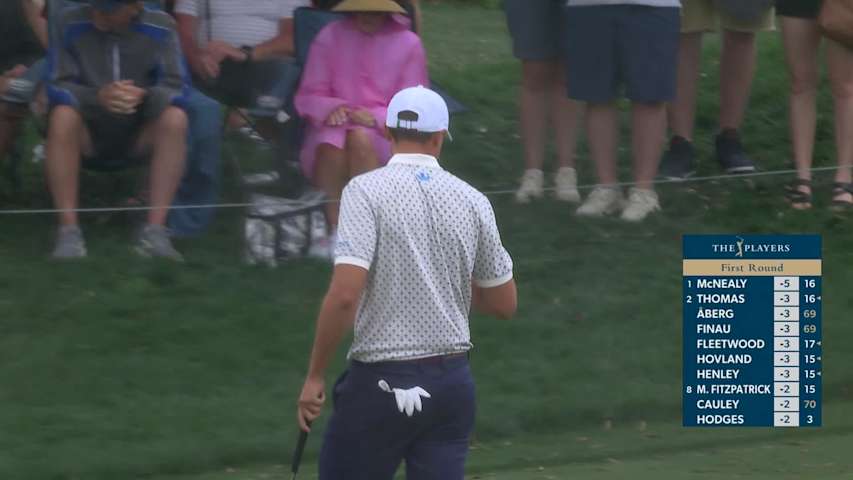 Ludvig Åberg sinks 9-foot birdie putt on No. 9 at THE PLAYERS
