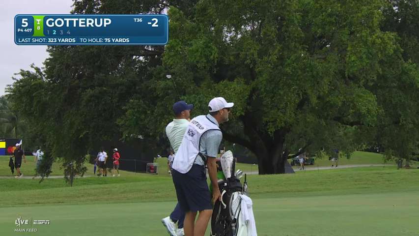 Chris Gotterup's 77-yard approach sets up birdie on No. 5 at Cadillac