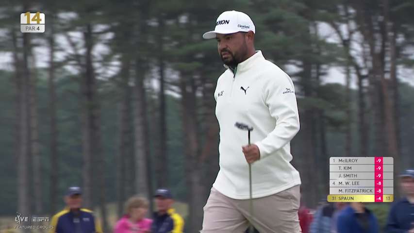J.J. Spaun sinks 4-foot putt for birdie on No. 14 at Genesis Scottish Open