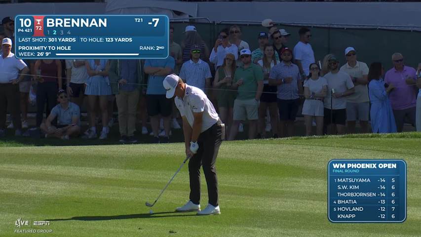 Michael Brennan sinks 13-foot birdie putt on No. 10 at WM Phoenix Open