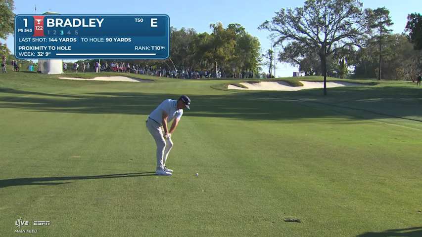 Keegan Bradley pours in 12-foot birdie putt on No. 1 at Valspar