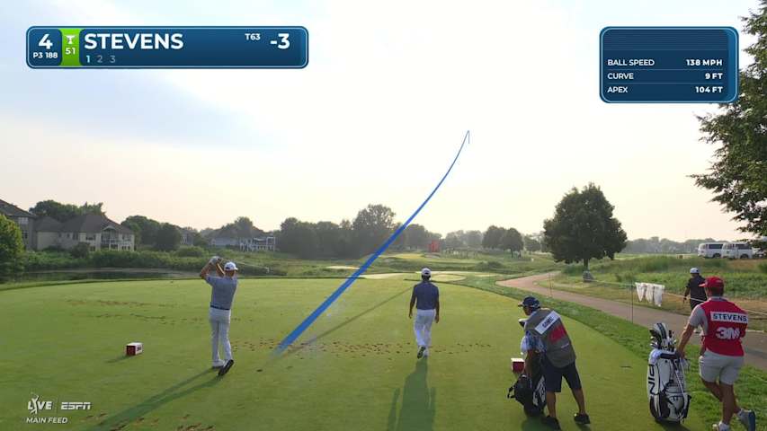 Sam Stevens holes 48-foot bunker shot for birdie on No. 4 at 3M Open