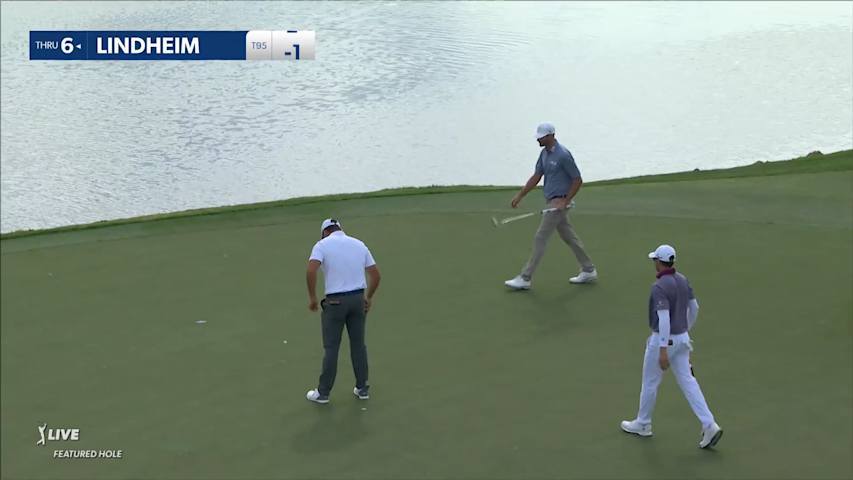 Nicholas Lindheim holes a 23-foot birdie putt at Cognizant Classic