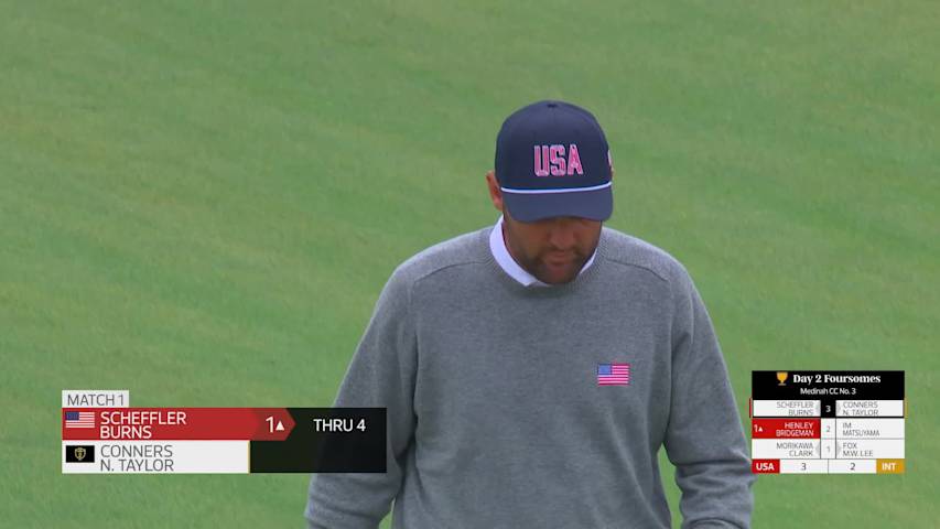 Sam Burns makes birdie on No. 4 at the 2026 Presidents Cup