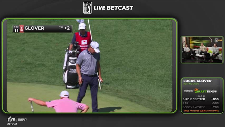 Lucas Glover holes 12-foot shot from rough for birdie on No. 11 at Travelers