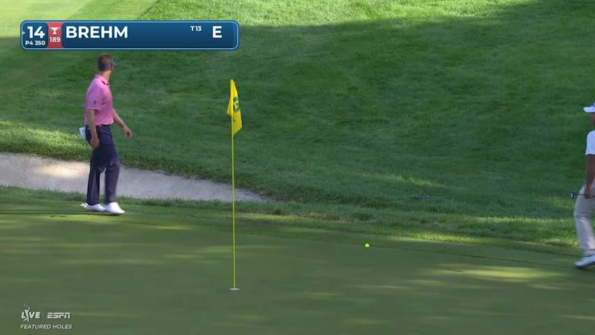 Ryan Brehm sinks 9-foot birdie putt on No. 14 at John Deere