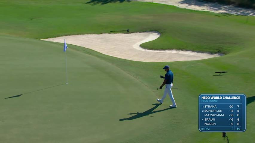 Aaron Rai holes out 27-foot eagle shot from fairway at Hero World Challenge