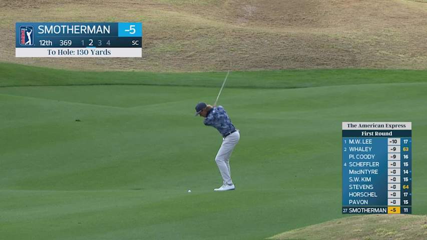 Austin Smotherman hits 130-yard approach to 3 feet, makes birdie on No. 12 at The American Express