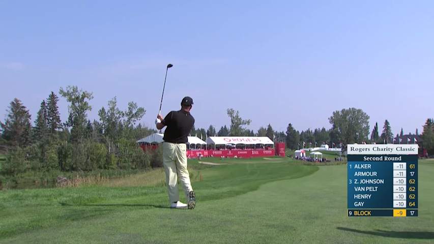 Michael Block makes birdie on No. 18 at Rogers Charity Classic