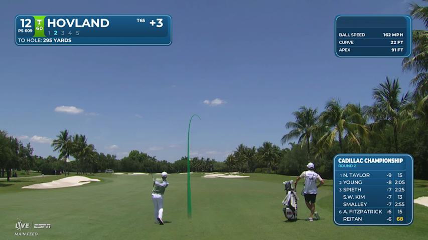 Viktor Hovland drains 9-foot putt for birdie on No. 12 at Cadillac