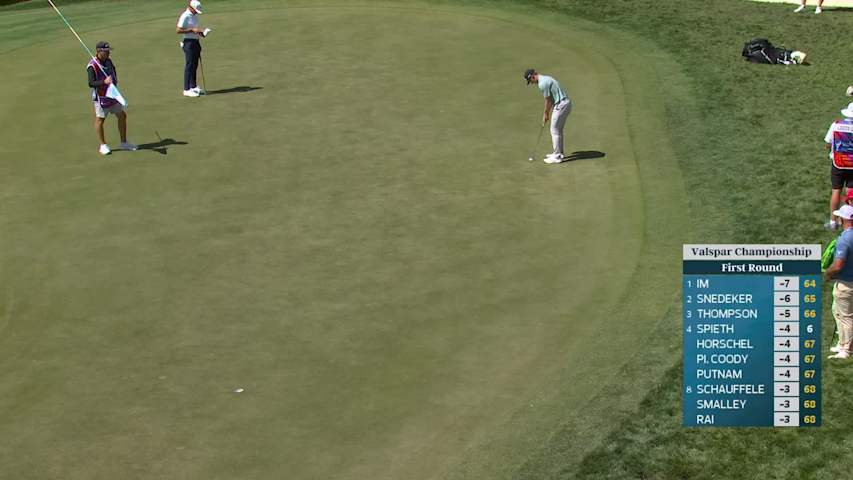 Blades Brown pours in 39-foot birdie putt on No. 13 at Valspar
