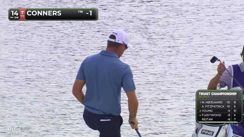 Corey Conners drains 10-foot putt for birdie on No. 14 at Truist Championship