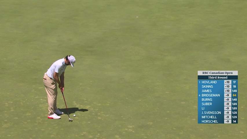 Adam Hadwin sinks 38-foot birdie putt on No. 16 at RBC Canadian