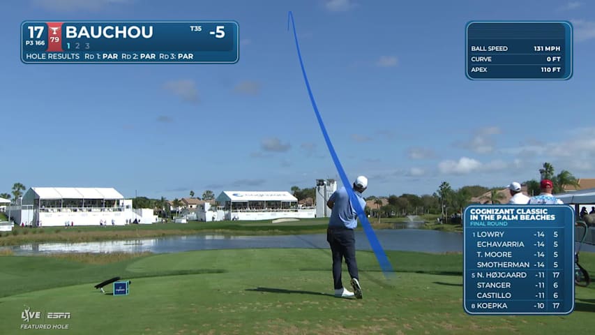 Zachary Bauchou sinks 28-foot birdie putt on No. 17 at Cognizant Classic