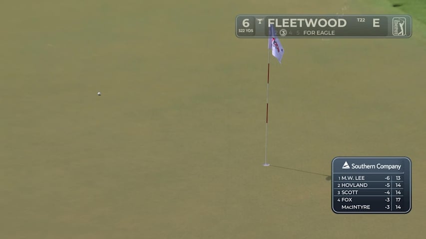 Tommy Fleetwood drains 42-foot eagle putt on No. 6 at TOUR Championship