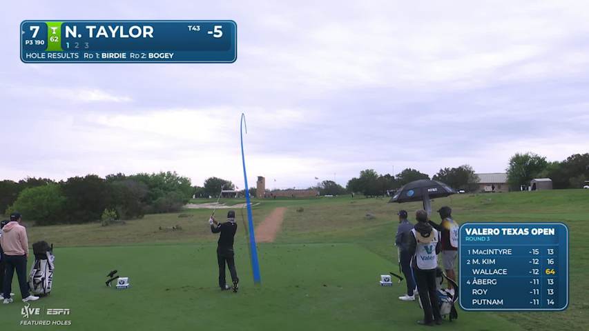 Nick Taylor hits tee shot to 4 feet, sets up birdie on No. 7 at Valero