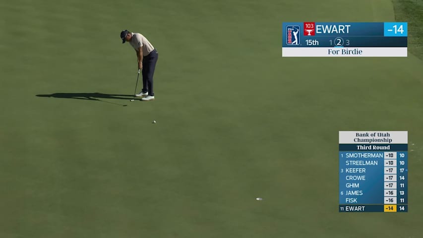 A.J. Ewart sinks 22-foot birdie putt on No. 15 at Bank of Utah