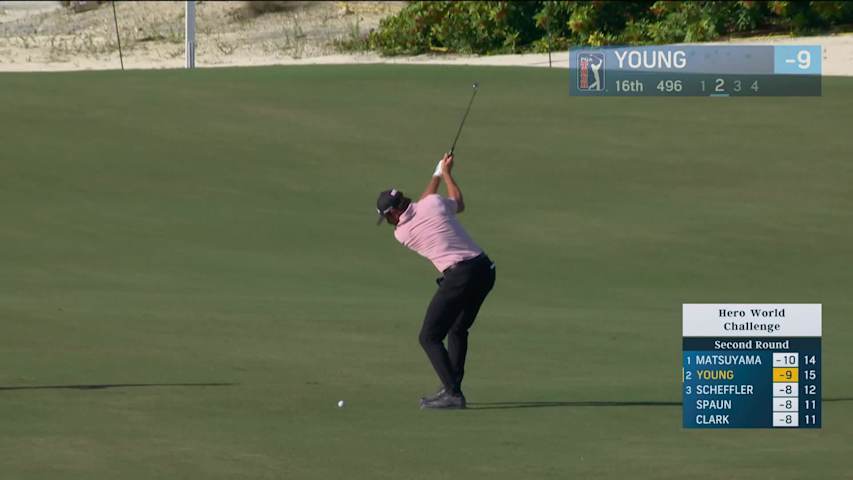 Cameron Young hits 190-yard approach to 13 feet, sets up birdie on No. 16 at Hero World Challenge