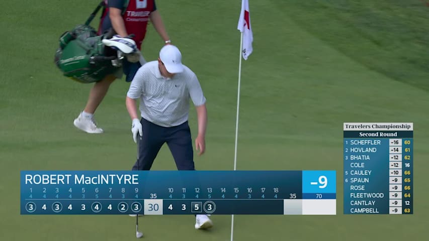 Robert MacIntyre holes 50-foot shot for eagle on No. 13 at Travelers