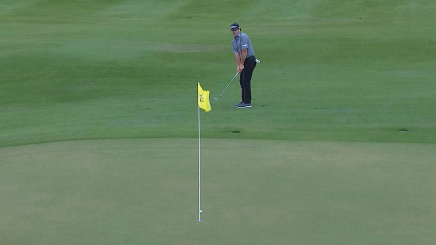 Wade Binfield chips in to birdie No. 15 at Great Abaco