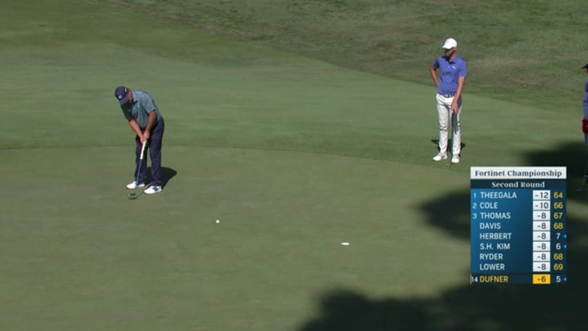 Jason Dufner holes 12-foot birdie putt at Fortinet Championship