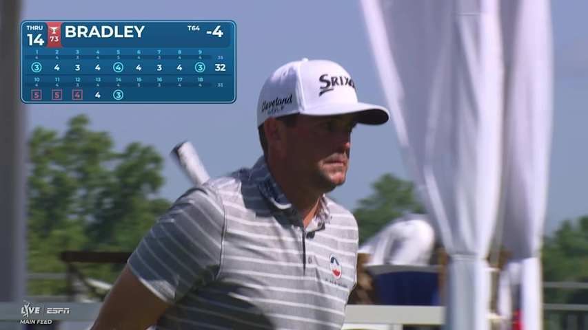 Keegan Bradley's 175-yard approach sets up birdie on No. 14 at Wyndham