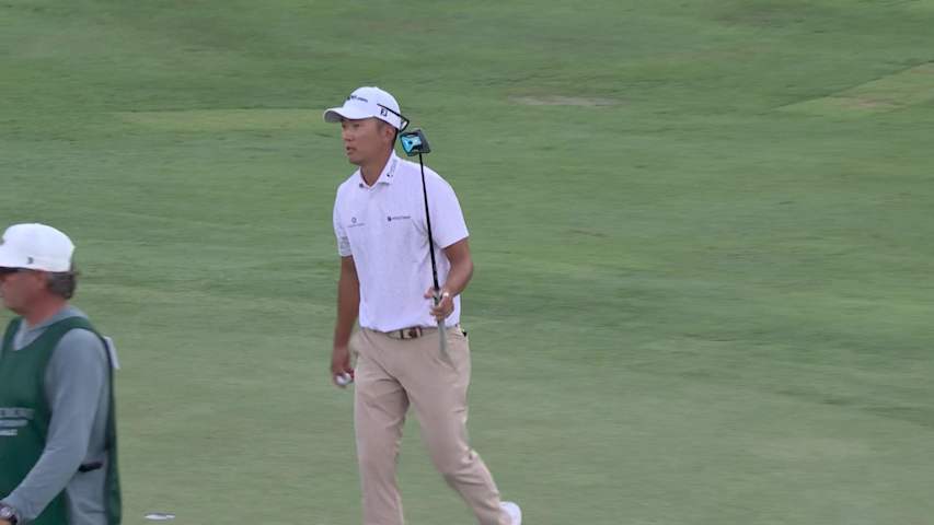 Michael Kim sinks 13-foot eagle putt on No. 17 at Biltmore Championship