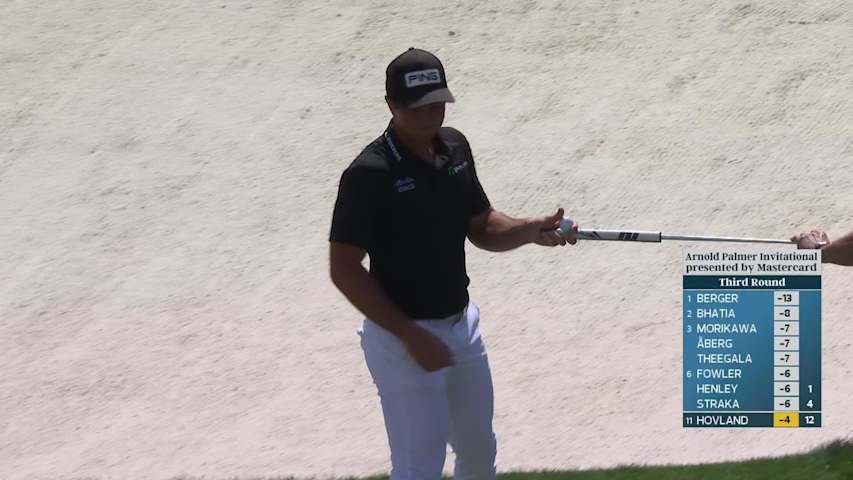 Viktor Hovland sinks 5-foot birdie putt on No. 12 at Arnold Palmer