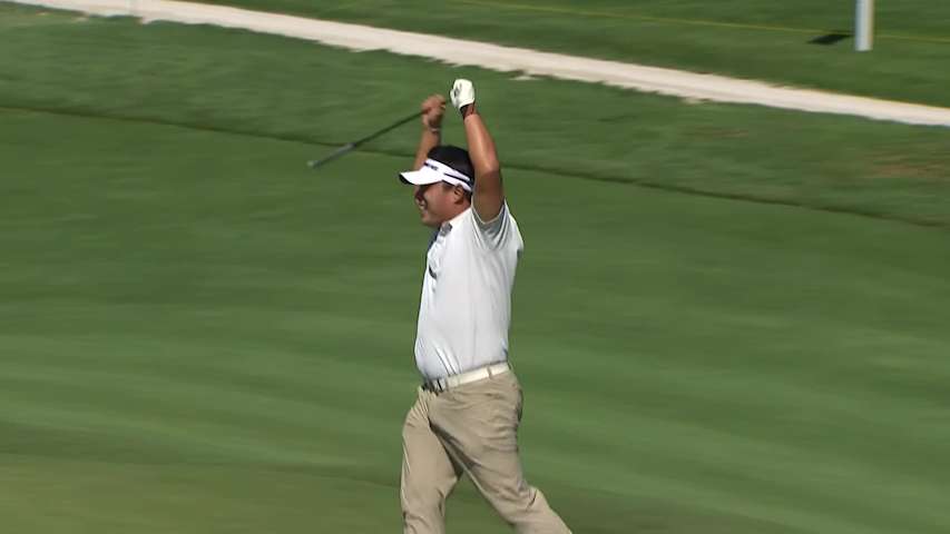 Seungtaek Lee holes out for birdie on No. 10 at Korn Ferry Tour Champ