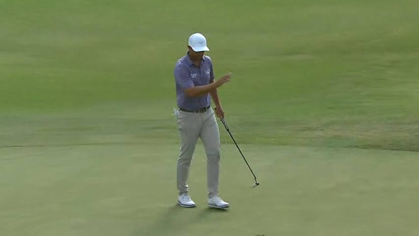 Brandon Harkins makes short birdie putt at BMW Charity Pro-Am