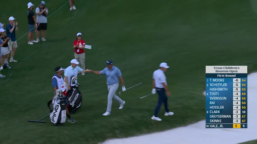 Blaine Hale, Jr. holes out from greenside bunker for birdie at Houston Open