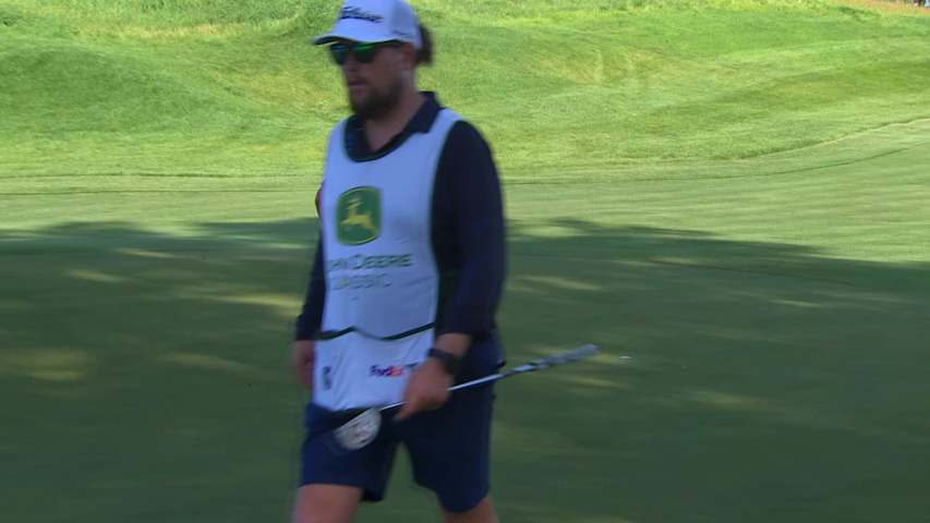 Stephan Jaeger drains 12-foot birdie putt on No. 4 at John Deere