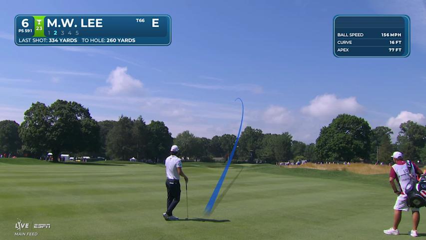 Min Woo Lee sinks 5-foot birdie putt on No. 6 at Travelers
