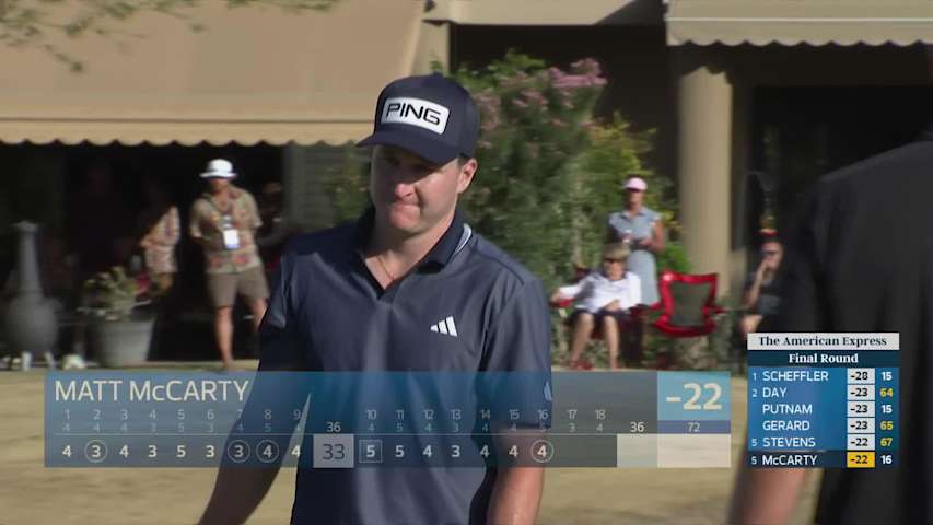 Matt McCarty pours in 10-foot birdie putt on No. 16 at The American Express