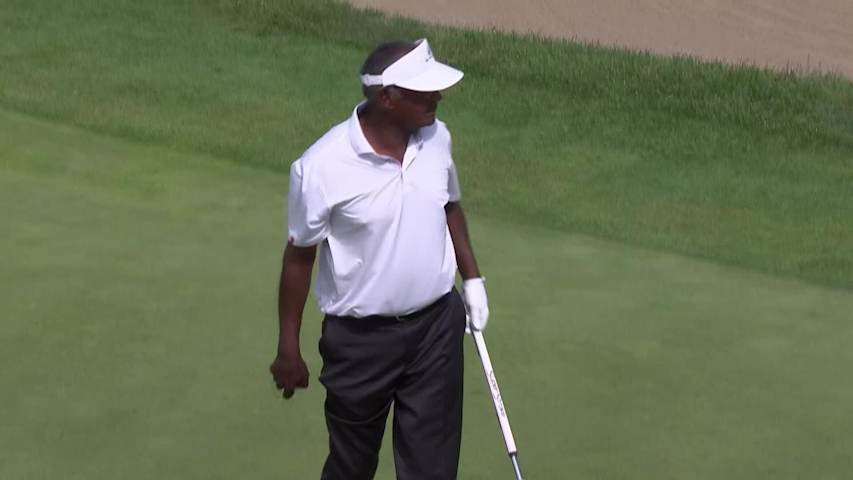 Vijay Singh makes birdie on No. 18 at The Ally Challenge