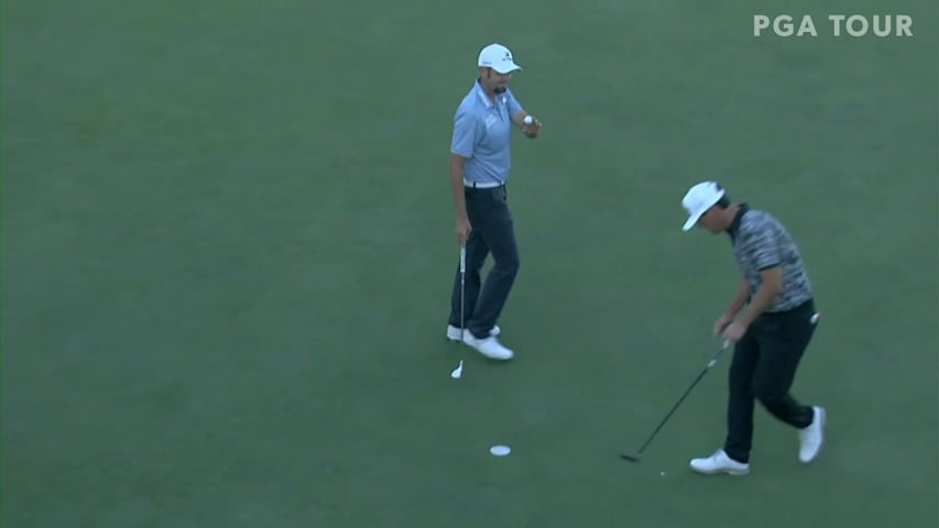 Troy Merritt makes birdie on No. 18 at Fortinet Championship