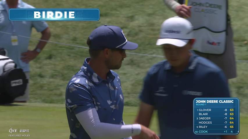 Austin Cook sinks 18-foot putt for birdie on No. 14 at John Deere