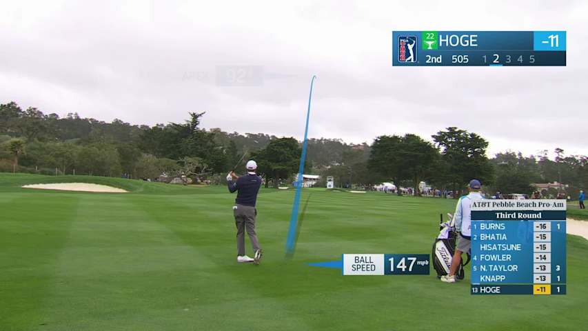 Tom Hoge hits 212-yard approach to 11 feet, sets up birdie on No. 2 at AT&T Pebble Beach