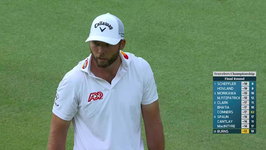 Sam Burns holes 131-yard approach shot for eagle on No. 14 at Travelers