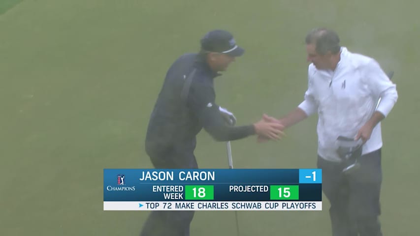 Jason Caron holes out for birdie on No. 18 at SAS Championship