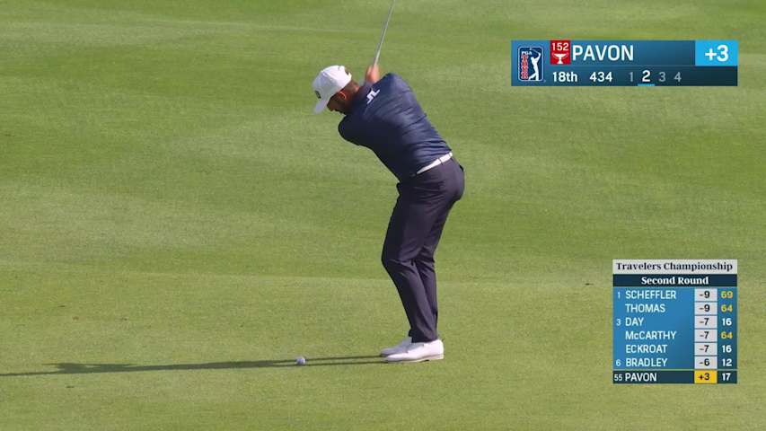 Matthieu Pavon makes birdie on No. 18 at Travelers