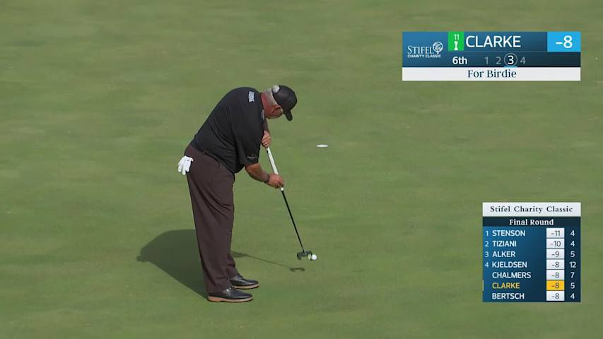 Darren Clarke makes birdie on No. 6 at Stifel Charity Classic
