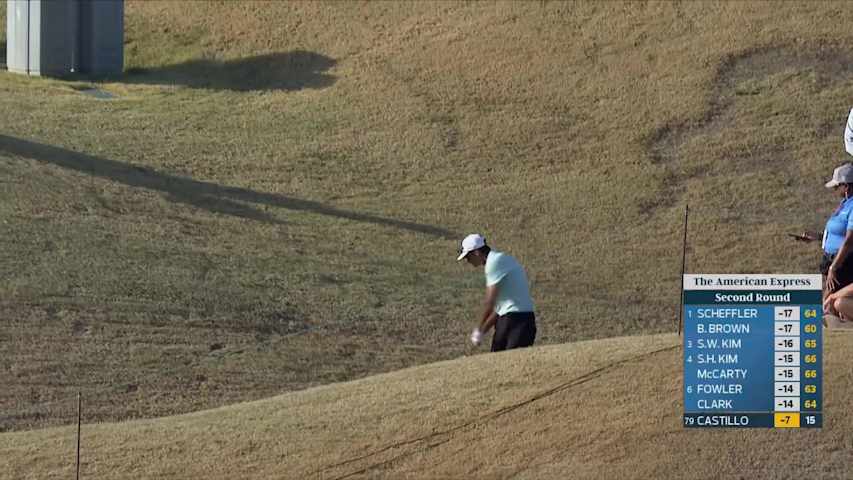 Ricky Castillo drains 2-foot birdie putt on No. 16 at The American Express