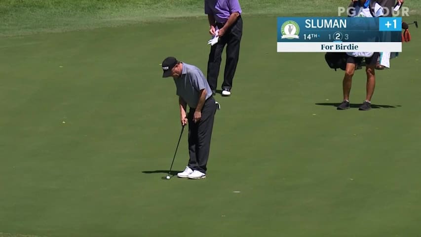 Jeff Sluman birdies No. 14 in Round 1 at Tradition
