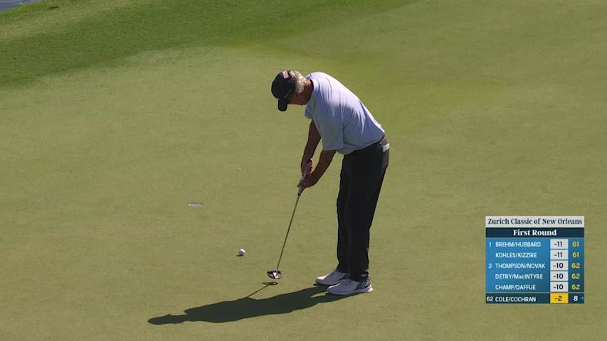 Russ Cochran curls in putt for birdie at Zurich Classic