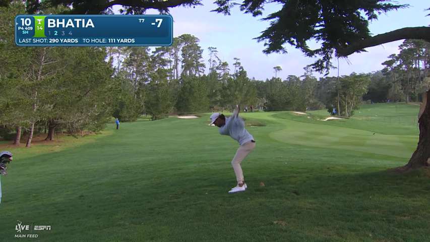 Akshay Bhatia hits 112-yard approach to 5 feet, makes birdie on No. 10 at AT&T Pebble Beach