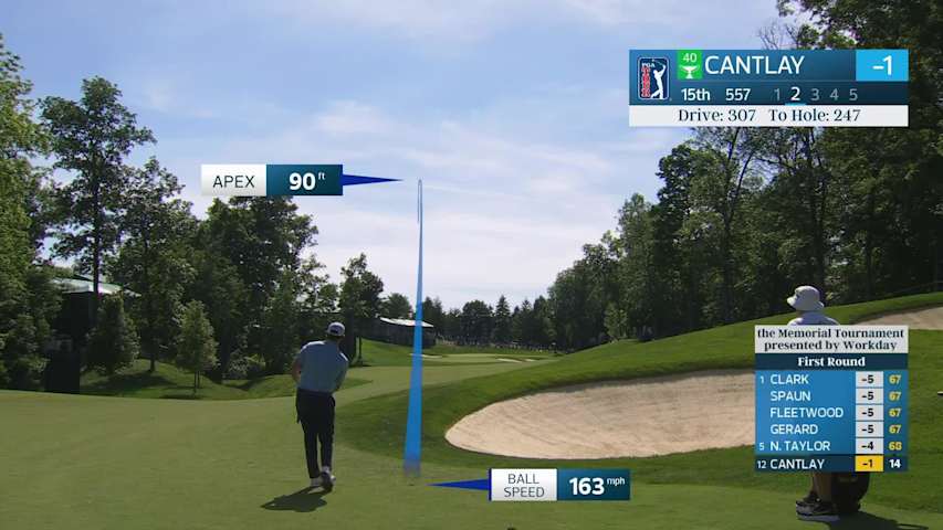 Patrick Cantlay reaches par-5 No. 15 in two, makes birdie at the Memorial