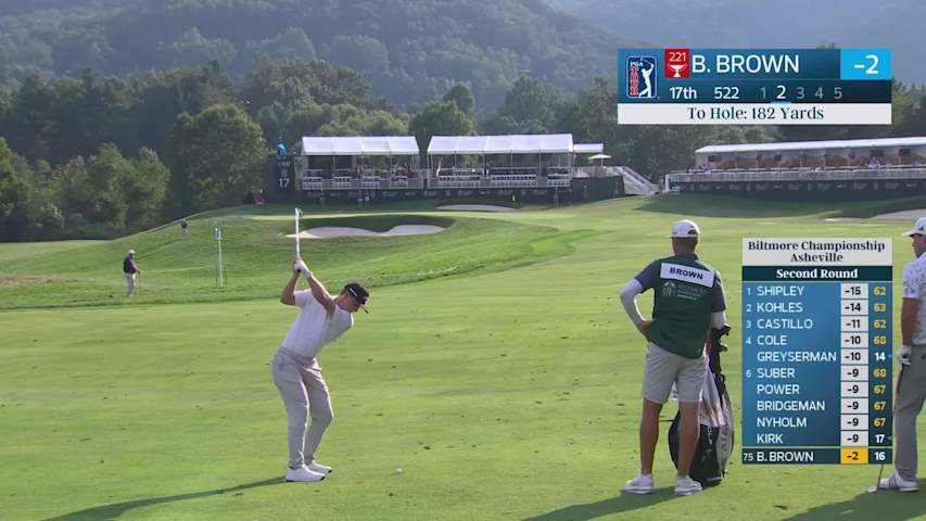 Blades Brown taps in for birdie on No. 17 at Biltmore Championship